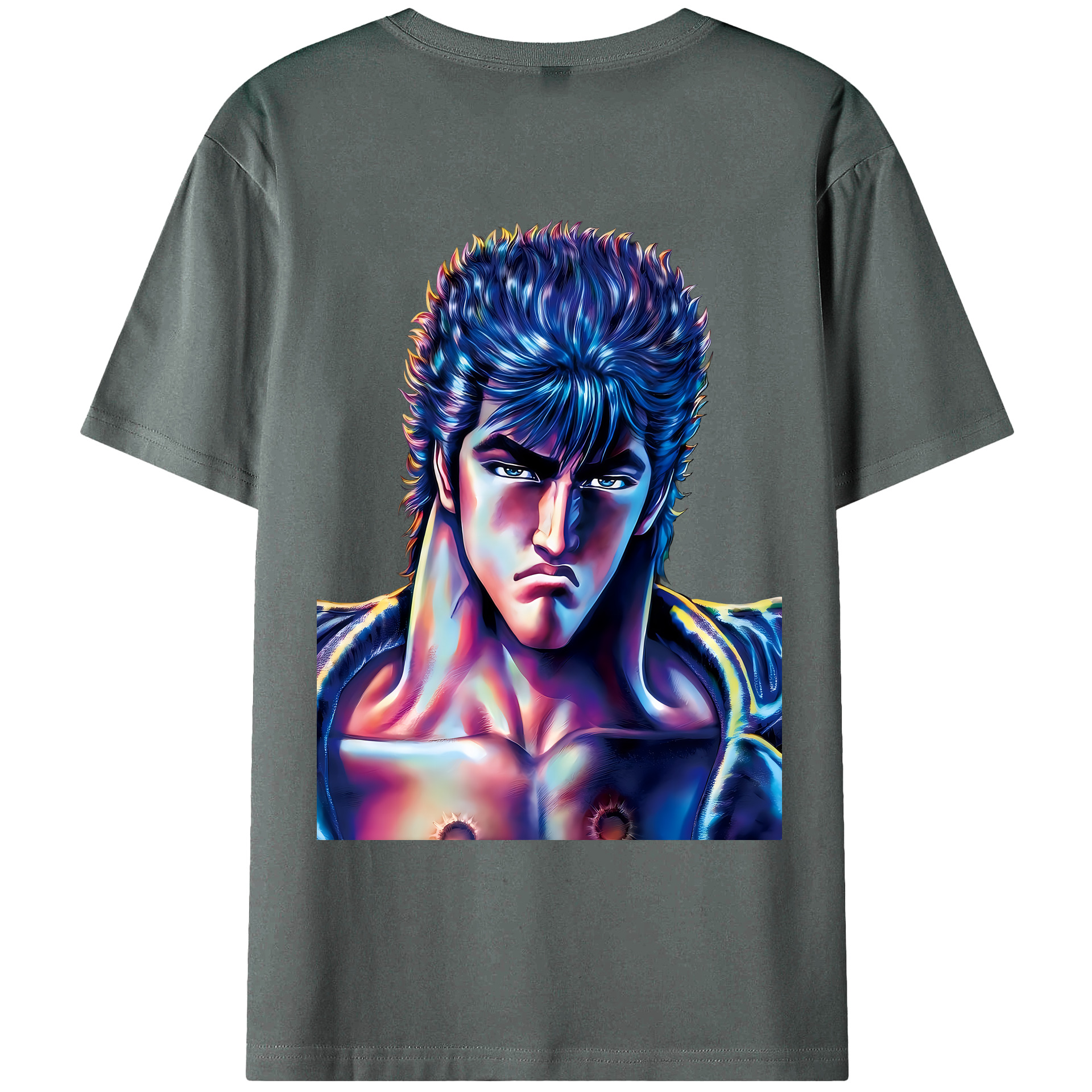 （画像用） 北斗の拳 Fist of the North Star 綿100％ メンズ半袖Tシャツ（バックプリント） 通気性